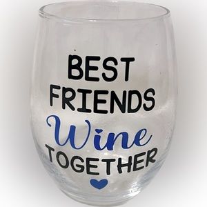 🍄Wine Glass “Best Friends Wine Together” Stemless Gift Barware Cup Novelty